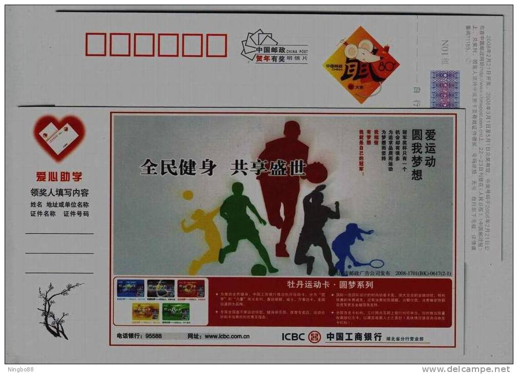 Volleyball,soccer,basketb All,table Tennis,tennis,CN 08 ICBC Bank Hubei Branch All The People Body-building Project PSC - Tennis De Table