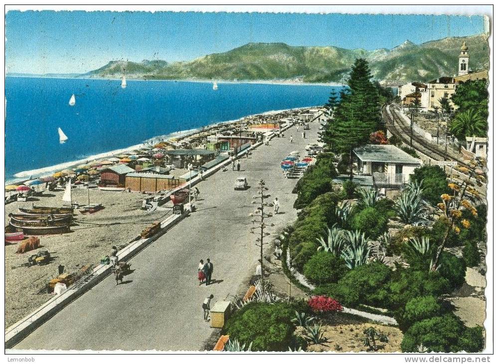 Italy, Riviera Dei Fiori, Bordighera, Passeggiata A Mare, 1959 Used Postcard [P9706] - Imperia