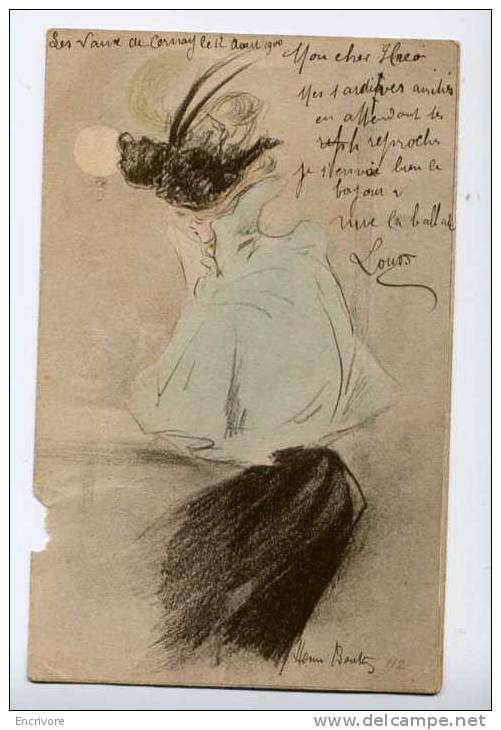 Cpa Illustrateur Henri BOUTET Femme Et Journal 112 - Boutet