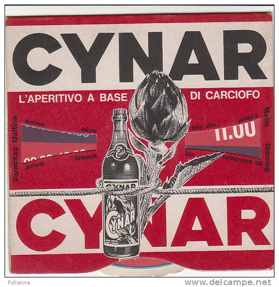 C0688 Pubblicità DISCO ORARIO - APERITIVO CYNAR - LIQUORI Anni ´60 - Publicités