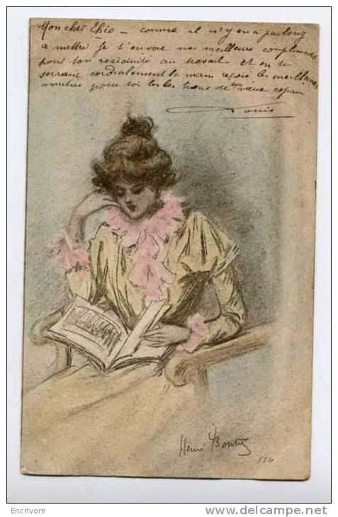 Cpa Illustrateur Henri BOUTET Femme Et Livre 114 - Boutet