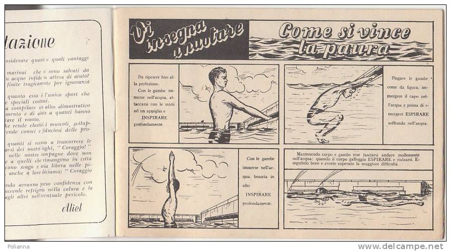 C0689 TUTTI I SEGRETI DEL NUOTO RIVELATI DA ALIEL IN 64 DISEGNI Oriani Ed. 1949 Suppl. A Kitty - Zwemmen