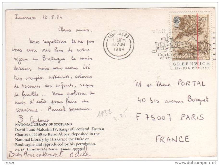 Timbre Yvert N° 1132 / CP , Carte , Postcard Du  10/08/84 Pour La France - Covers & Documents