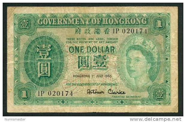 HONG KONG , 1 DOLLAR 1.7.1955. P-324A , F - Hong Kong