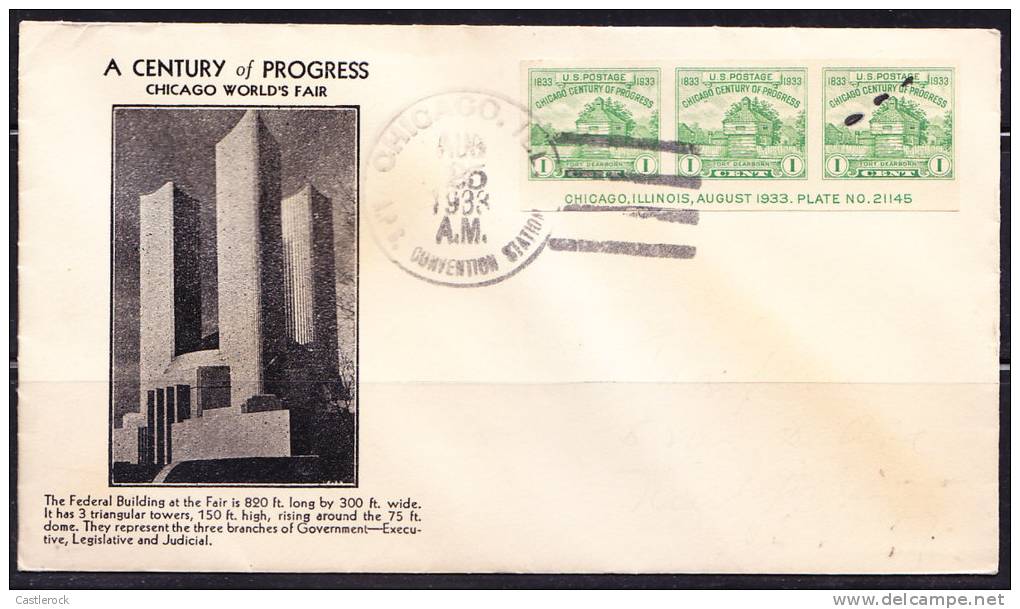 T)1933,USA,CENTURY OF PROGRESS/RESTORATION OF FORT DEARBORN,MULTIPLE,FDC.- - 1851-1940