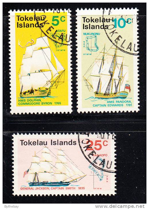 Tokelau Used Scott #22-#24 Sailing Ships - Discovery Of Tokelau Islands - Tokelau