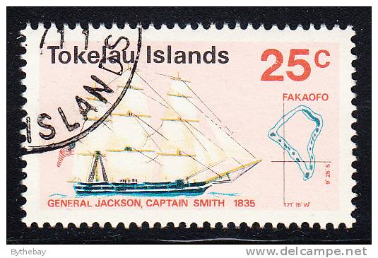 Tokelau Used Scott #24 25c "General Jackson´ Sailing Ships - Discovery Of Tokelau Islands - Tokelau