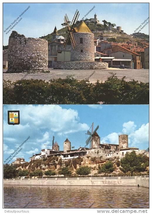 Moulin Moulin à Vent Windmill Mill Mills  Mühle : 2cp : En Provence + Mallorca Molinos De Es Jonquet - Autres & Non Classés