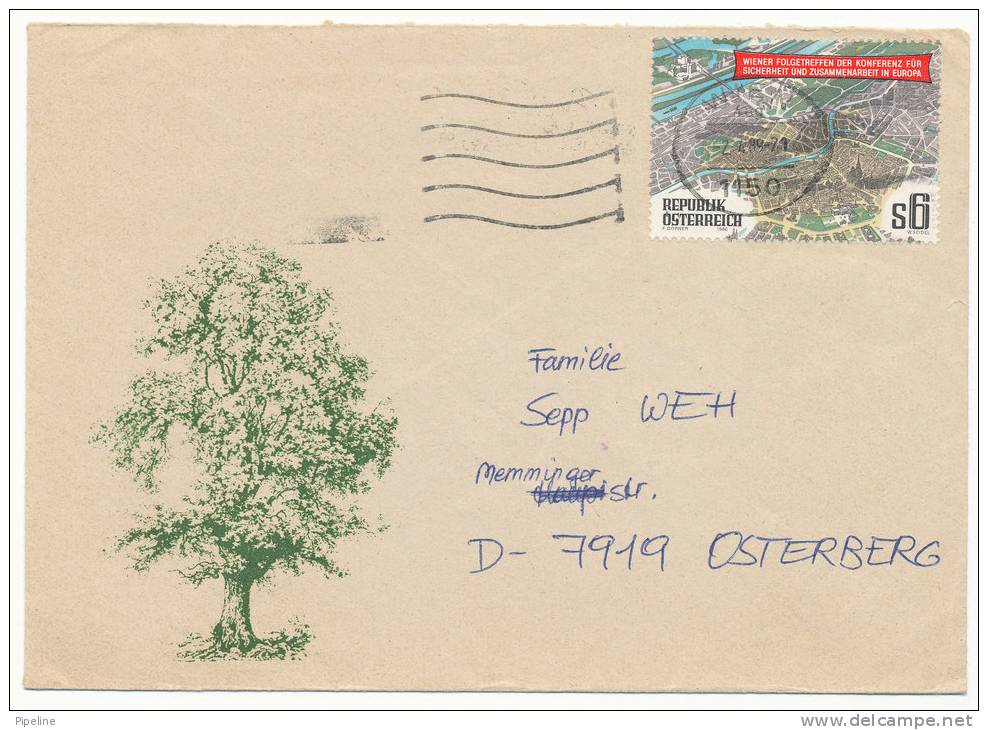 Austria Cover Sent To Germany Wien 2-4-1989 MAP On The Stamp - Brieven En Documenten