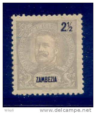 ! ! Zambezia - 1898 D. Carlos 2 1/2 R - Af. 14 - MH - Zambèze