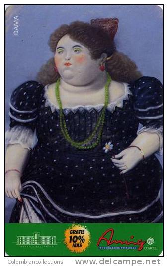 Lote TT71, Colombia, Tarjeta Telefonica, Phone Card, Comcel, Fernando Botero, Dama, 10.000, Arte, Art, Used - Colombia