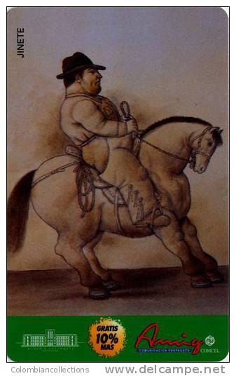 Lote TT79, Colombia, Tarjeta Telefonica, Phone Card, Comcel, Fernando Botero, Jinete, 10.000, Arte, Art, Used - Colombia