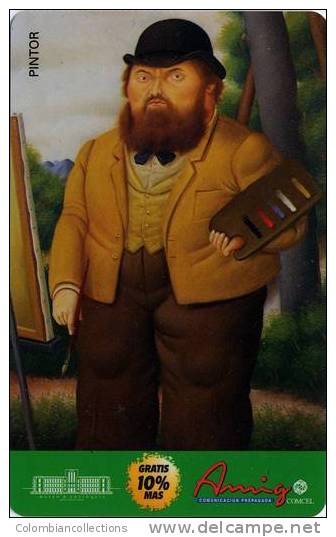 Lote TT85, Colombia, Tarjeta Telefonica, Phone Card, Comcel, Fernando Botero, Pintor, 10.000, Arte, Art, Used - Colombia