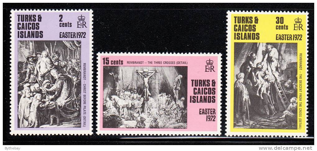 Turks & Caicos MNH Scott #250-#252 Etchings By Rembrandt - Easter - Turks & Caicos (I. Turques Et Caïques)