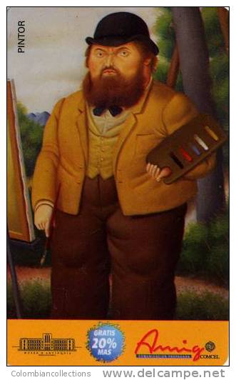 Lote TT111, Colombia, Tarjeta Telefonica, Phone Card, Comcel, Fernando Botero, Pintor,  20.000, Arte, Art, Used - Colombie