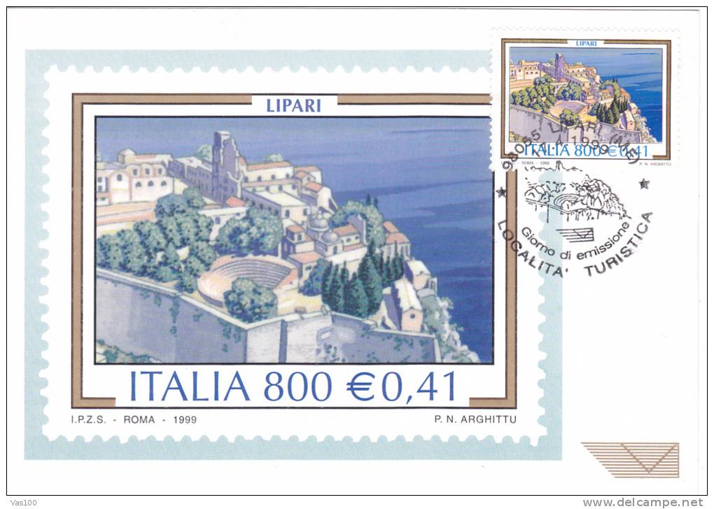 LIPARI TOURISM, 1999, CM. MAXI CARD, CARTES MAXIMUM, ITALY - Maximum Cards