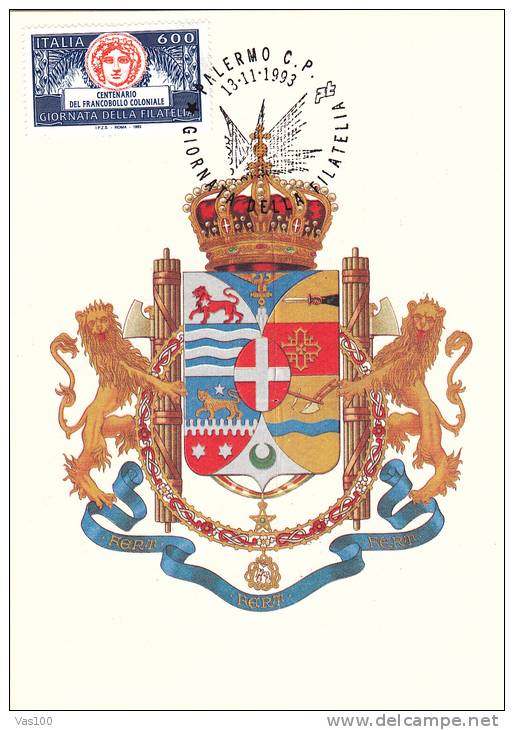 PALERMO COAT OF ARMS, 1993, CM. MAXI CARD, CARTES MAXIMUM, ITALY - Cartes-Maximum (CM)