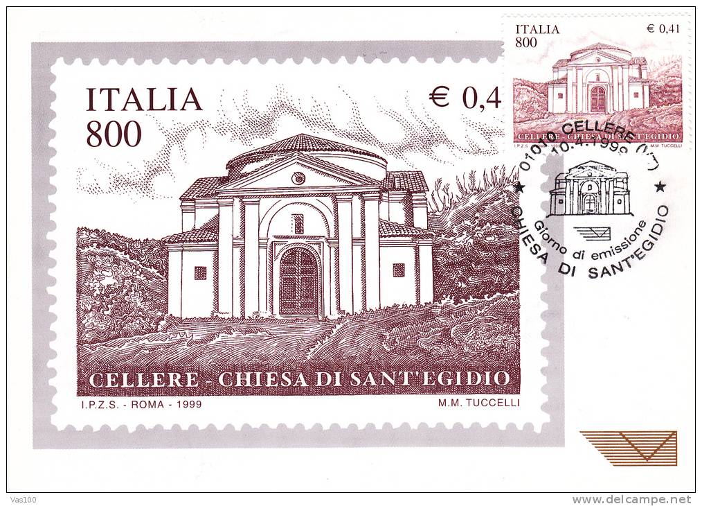 SANT EGIDIO, CHURCH, 1999, CM. MAXI CARD, CARTES MAXIMUM, ITALY - Maximum Cards