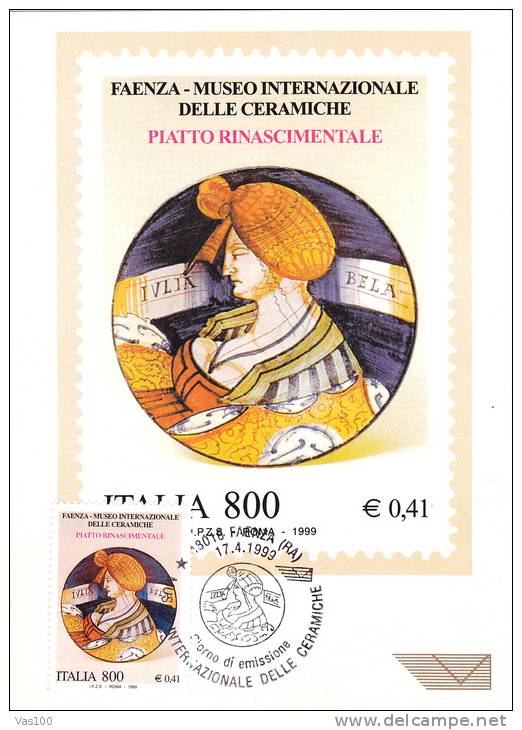 CERAMICS MUSEUM, 1999, CM. MAXI CARD, CARTES MAXIMUM, ITALY - Cartes-Maximum (CM)