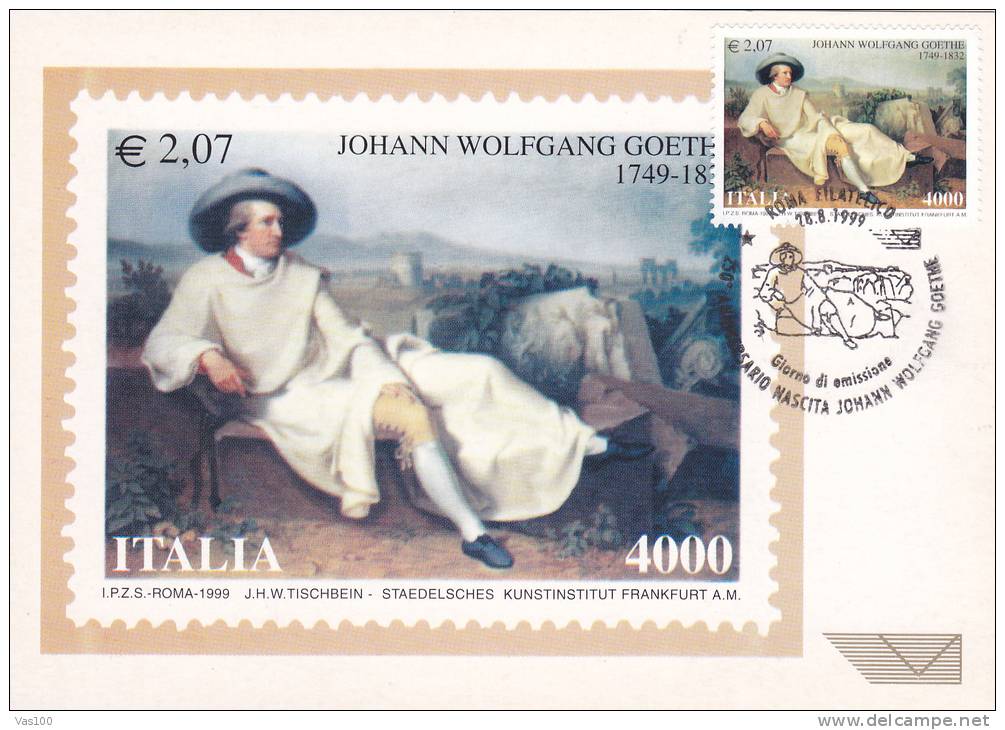 JOHANN WOFGANG GOETHE, 1999, CM. MAXI CARD, CARTES MAXIMUM, ITALY - Maximum Cards