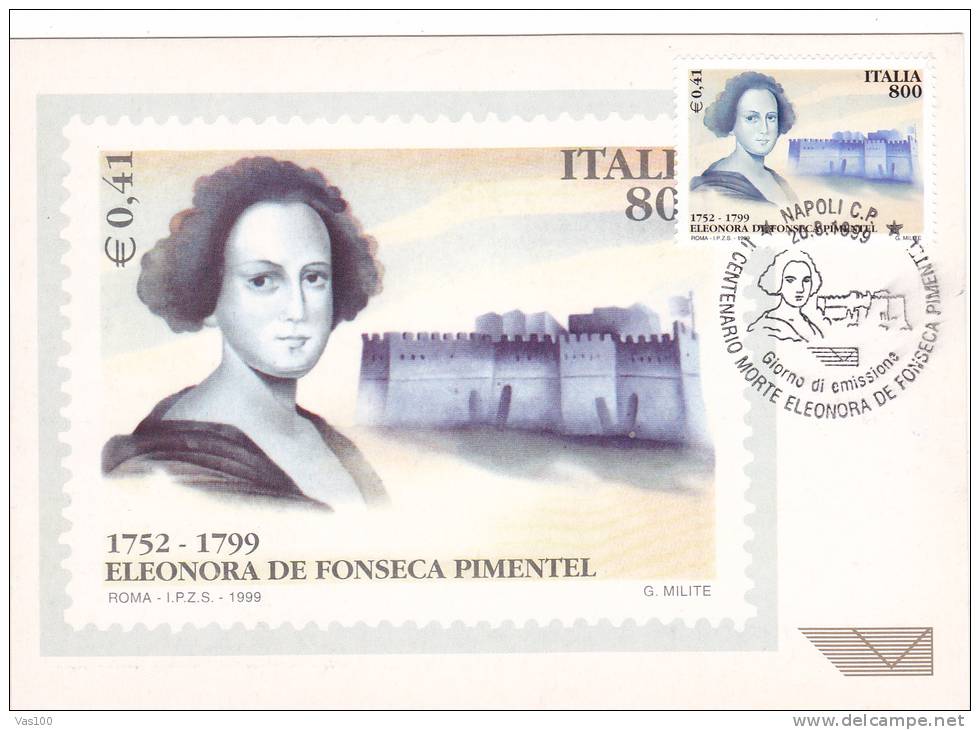 E. DE FONSECA PIMENTEL, 1999, CM. MAXI CARD, CARTES MAXIMUM, ITALY - Cartes-Maximum (CM)