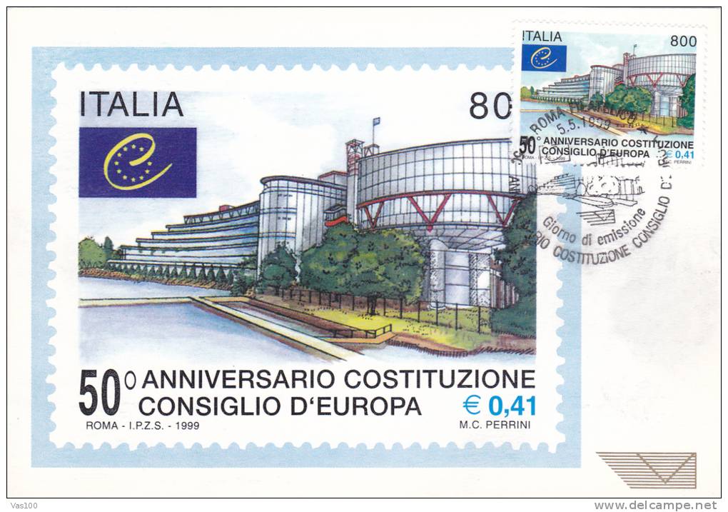 EUROPEAN COUNCIL CONSTITUTION CELEBRATION, 1999, CM. MAXI CARD, CARTES MAXIMUM, ITALY - Maximumkaarten