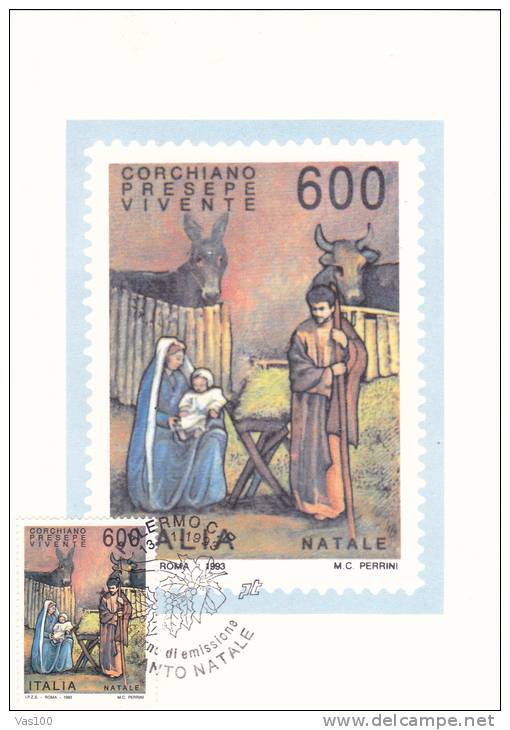 CORCHIANO PRESEPE VIVENTE, 1993, CM. MAXI CARD, CARTES MAXIMUM, ITALY - Maximum Cards