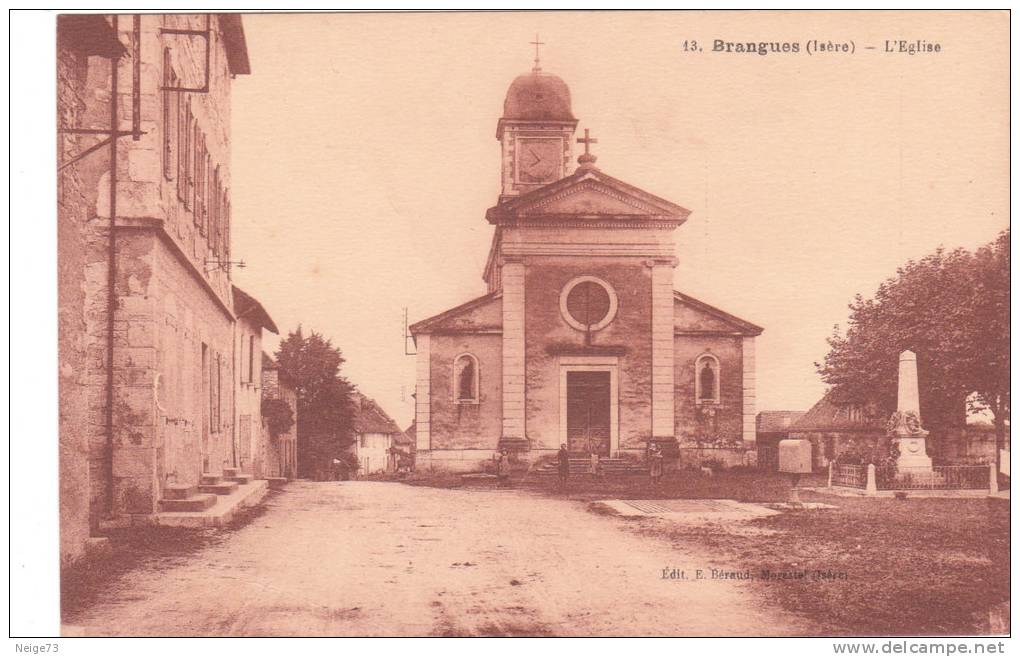 Carte Postale Ancienne De L´Isère - Brangues - L'Eglise - Brangues