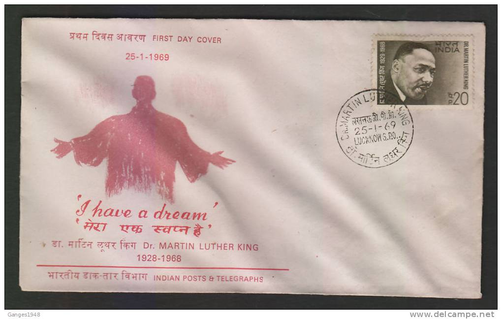 India 1969  MARTIN LUTHER KING  ALLAHABAD  BUREAU  FDC # 38098  Indien Inde - Martin Luther King