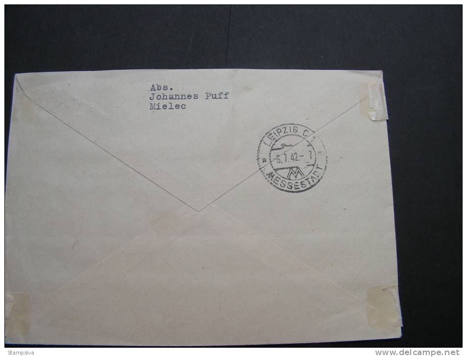 == DR Besetzung Polen 1942   Mielec Krakau  R-Brief  Ankunft Messe Leipzig - Occupation 1938-45