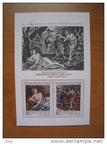 Czechoslovakia - 1988 - Sebastiano Ricci - Art - With Print -mint Sheet - Unused Stamps