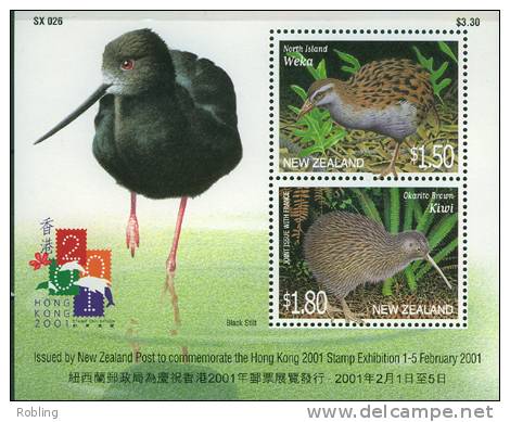 New Zealand 2001, Birds, Kiwi, Michel BL118, MNH 17566 - Kiwis