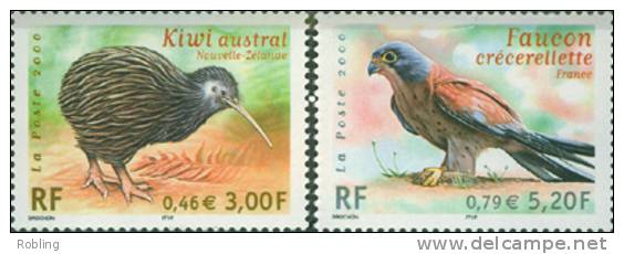 France 2000, Birds, Michel 3500-01, MNH 17569 - Kiwi