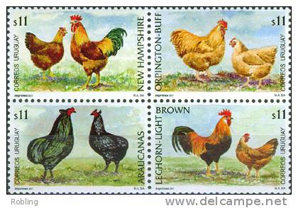 Uruguay 2001, Birds, Michel 2608-11, MNH 17584 - Gallinacées & Faisans