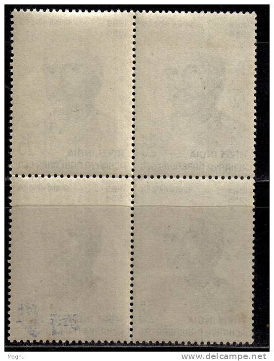 India MNH 1971 Block Of 4, Acharya Narendrar Deo, Scholar, (Gum Disturbed) - Blokken & Velletjes