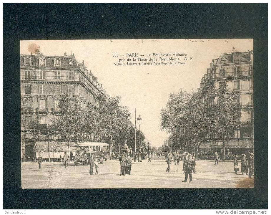 Paris 11è - Boulevard Voltaire Pris De La Place De La République ( Animée Autobus Agent De Police A.P. 503) - Arrondissement: 11