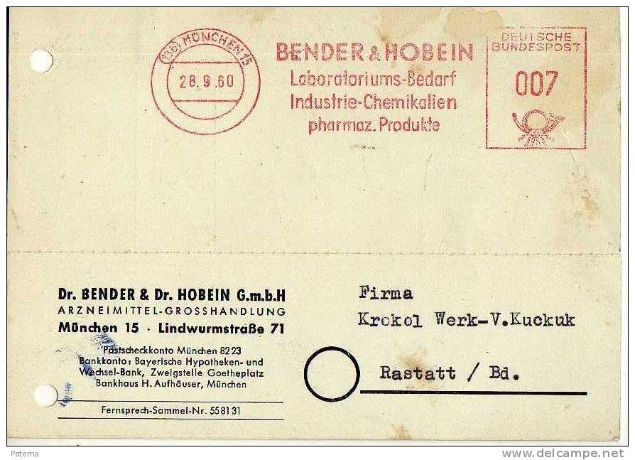 Tarjeta Monchen 1960  Alemania - Lettres & Documents