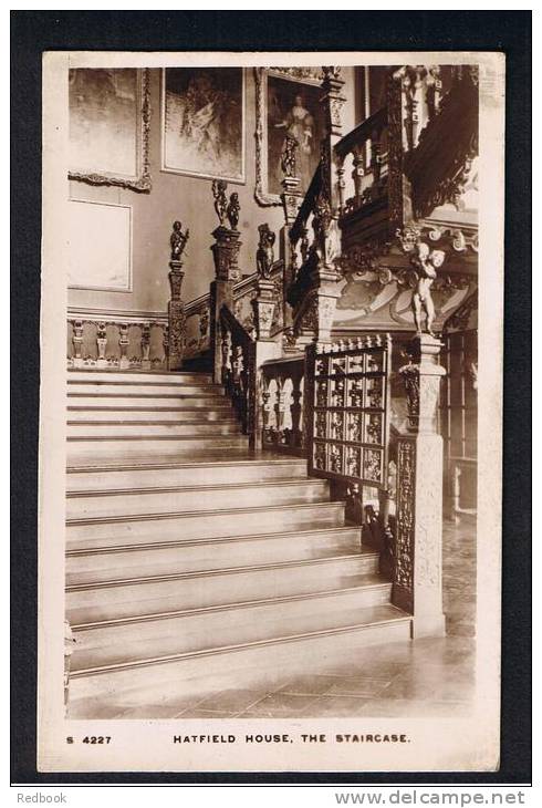 RB 863 - Real Photo Postcard The Staircase Hatfield House Hertfordshire - Ornate Stair Rail &amp; Carvings - Hertfordshire