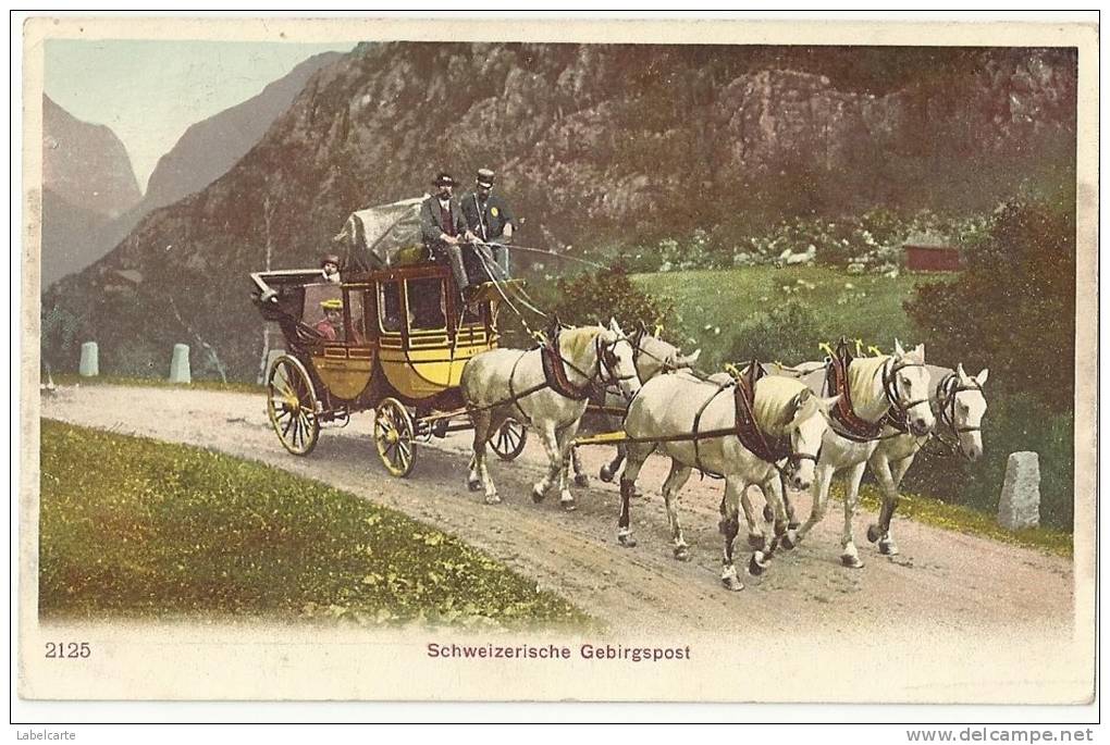 SUISSE.POSTE SUISSE FACTEUR ATTELAGE DILLIGENCE.SCHWEIZERISCHE GEBIGSPOST - Risch-Rotkreuz