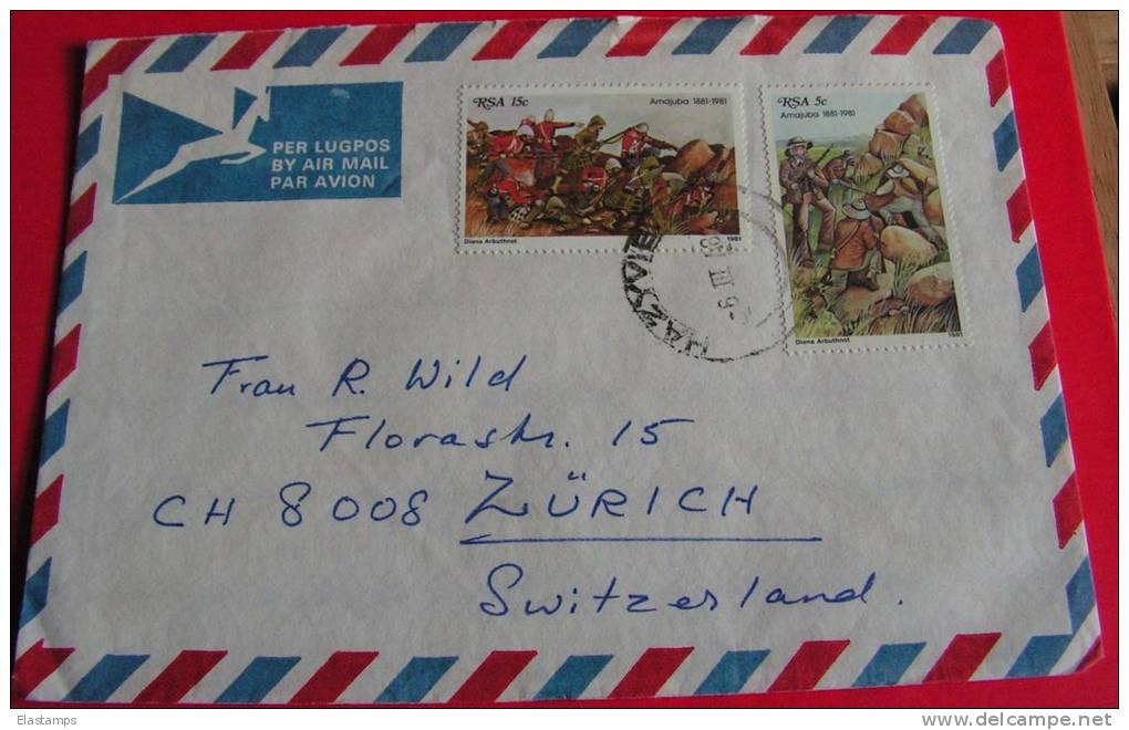 ==RSA 1981 AIR MAIL  BRIEF NACH ZURICH - Lettres & Documents