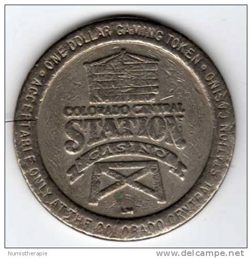 Colorado Central Station : 1 Dollar Casino Slot Machine Gaming Token 1993 - Casino