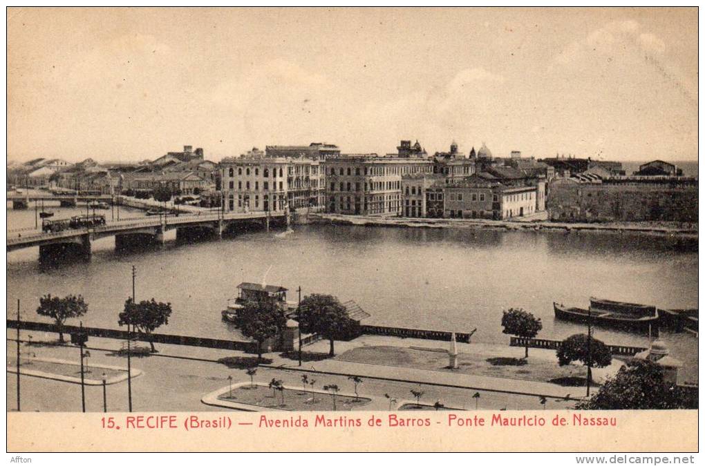 Recife Avenida Martins De Barros Ponte Mauricio De Nassau 1910 - Recife
