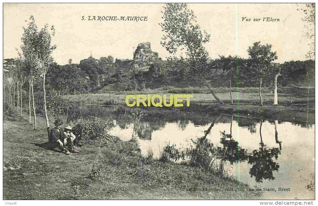 Cpa 29 La Roche Maurice, Vue Sur L'Elorn, Couple Assis Au 1er Plan - Andere & Zonder Classificatie