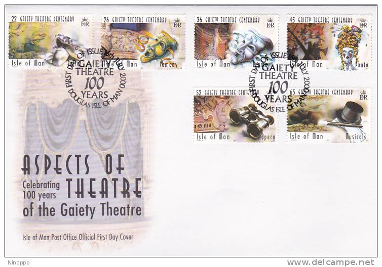 Isle Of Man.....: Isle Of Man 2000 Gaiety Theatre 100 Yeras  FDC - Isle Of Man