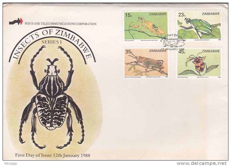 Zimbabwe.......:   Zimbabwe 1988 Insects FDC - Zimbabwe (1980-...)