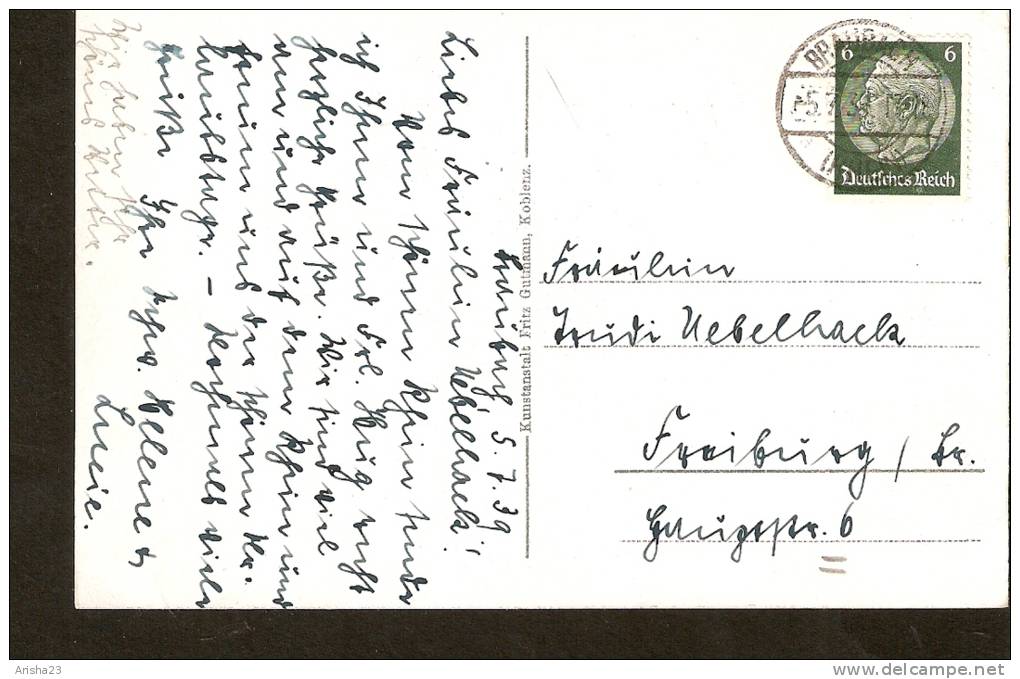 504. Germany, Braubach A. Rh. Mit Der Marksburg - Passed Post In 1939 - Fritz Gutmann, Koblenz - Braubach