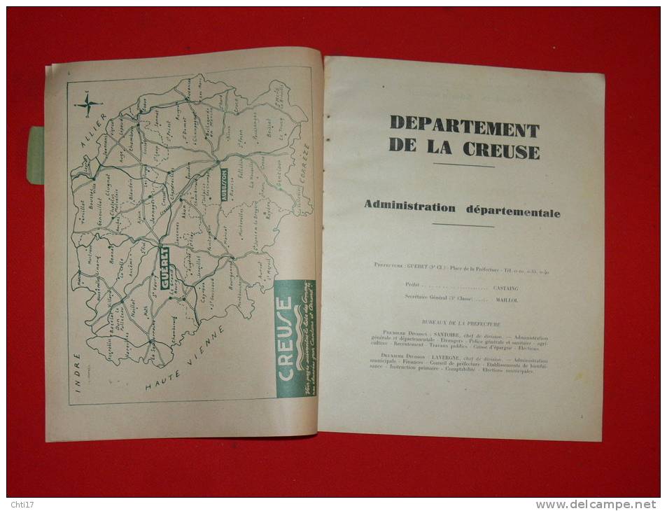 GUERET AUBUSSON BOUSSAC SOUTERRAINE AUZANCES CROCQ COURTINE   / EXTRAIT ANNUAIRE 1948 / COMMERCES ARTISANTS ET INDUSTRIE - Telefonbücher