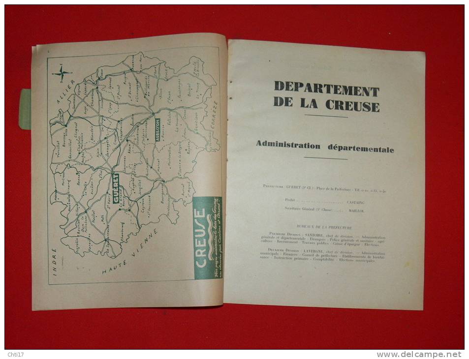 GUERET AUBUSSON BOUSSAC SOUTERRAINE AUZANCES CROCQ COURTINE   / EXTRAIT ANNUAIRE 1948 / COMMERCES ARTISANTS ET INDUSTRIE - Telephone Directories