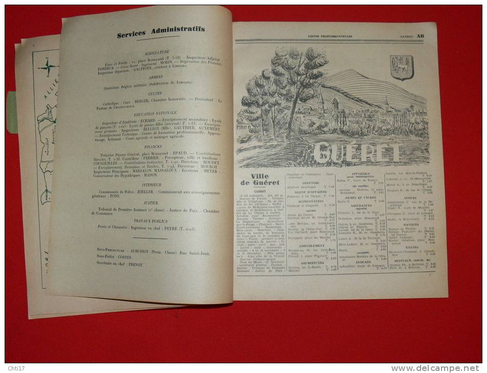 GUERET AUBUSSON BOUSSAC SOUTERRAINE AUZANCES CROCQ COURTINE   / EXTRAIT ANNUAIRE 1948 / COMMERCES ARTISANTS ET INDUSTRIE - Directorios Telefónicos