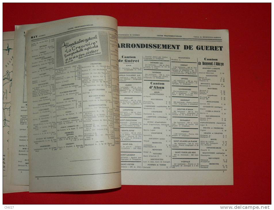 GUERET AUBUSSON BOUSSAC SOUTERRAINE AUZANCES CROCQ COURTINE   / EXTRAIT ANNUAIRE 1948 / COMMERCES ARTISANTS ET INDUSTRIE - Telephone Directories